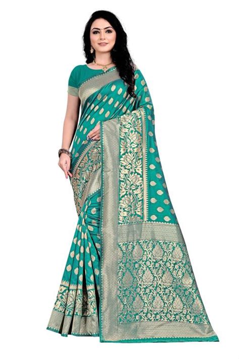 Buy Anjaneya Sarees Green Designer Banarasi Silk Saree Online At Best