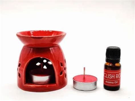 Vanilla Ceramic Auradecor Aroma T Set With Diffuser And 2 Tealight