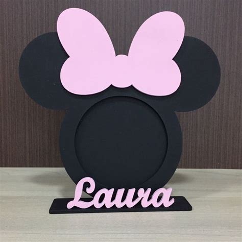 Porta Retrato Minnie Mdf Nome Personal Anivers Rio E Festas