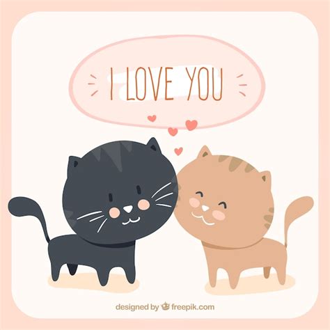 Free Vector | Loving cats cartoon