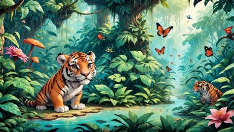 Lion cub in the jungle stock image. Image of fantasy - 304575617