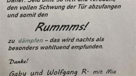 Rummms Zettel In Wohnhaus Gaby Und Wolfgang Richten Sich An Alle