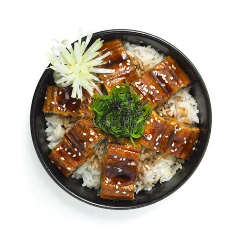 Unagi Don Grilled Eel Rice Bowl Decorate Seaweed Pickled Ginger Carved