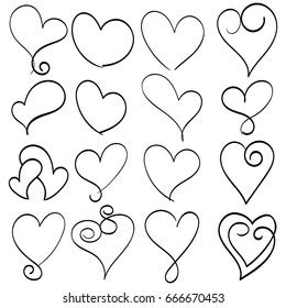 Set Flourish Calligraphy Vintage Hearts Illustration Ilustraci N De