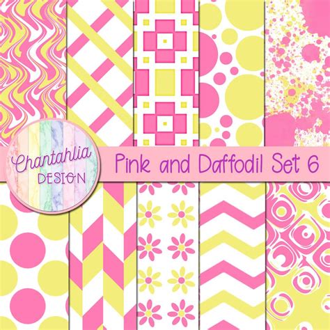 Free Pink And Daffodil Digital Papers With Patterned Designs