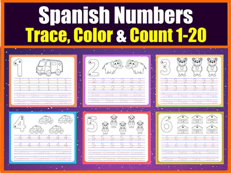 Spanish Numbers Handwriting Coloring Worksheets For Early Years To