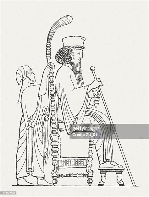 Darius I Persian King Wood Engraving Published 1881 High Res Vector