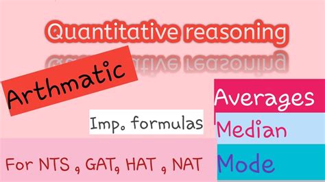 Averages Median Mode Quantitative Reasoning Formulas Part 2 Gat Test Past Paper Mcq