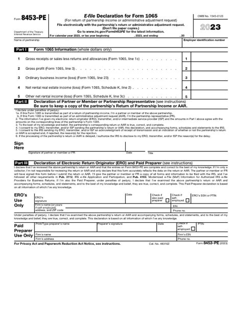 Irs Form 8453 Pe Download Fillable Pdf Or Fill Online E File