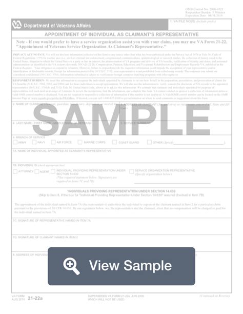 Fillable Va Form 21 22a Printable Pdf Sample Formswift