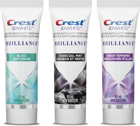 Crest D White Brilliance Whitening Toothpaste Variety Bundle Charcoal