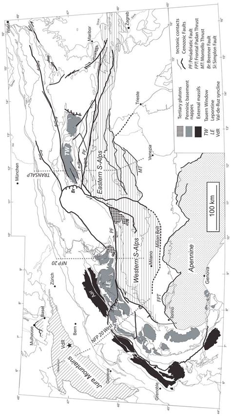 Simplified Tectonic Maps Of The Alps Note That The External Massif