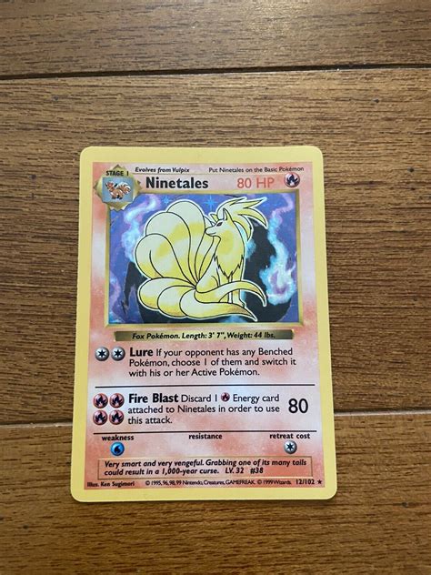 Rare 1999 Pokemon Game Card Ninetails Holo Shadowless 12 Not Psa Graded