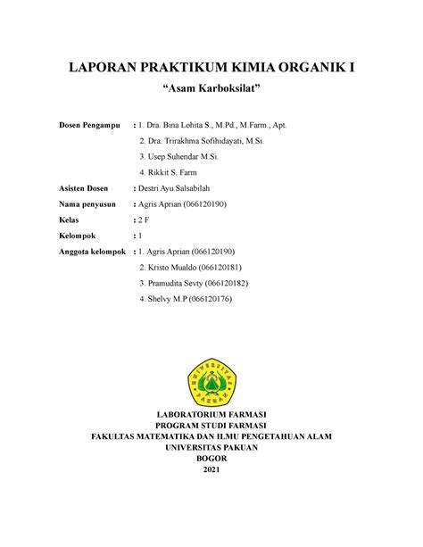 Agris Aprian Laprak Asam Karboksilat Laporan Praktikum