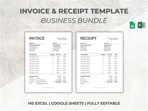 Excel invoice template editable invoice receipt template – Artofit