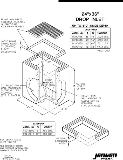 Drop Inlet Variable Heights Jensen Precast