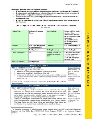 Fillable Online Product Highlights Sheet Standard Chartered Bank Fax