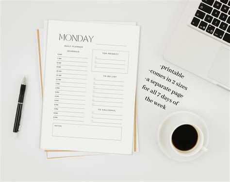 Daily Planner Template Printable Daily Planner Pdf Minimalist Planner