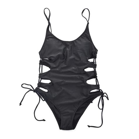 Mandm 2018 Solid One Piece Swimsuit Bandage Swimwear Women Monokini