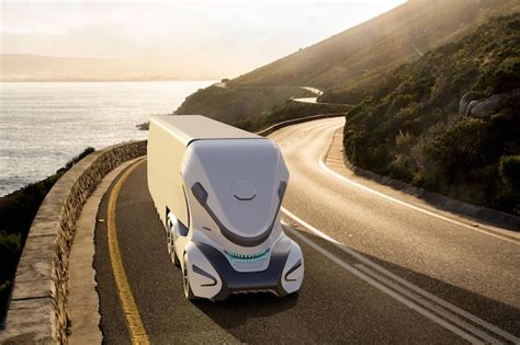 Electric Autonomous Truck Transport Future Technology 5g Concept 3d