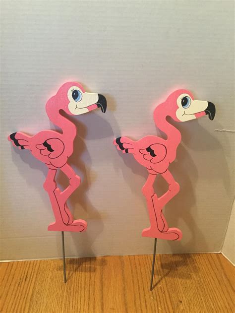 Wooden Pink Flamingo Yard Signs Handmade Etsy