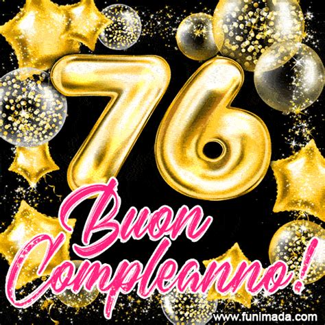 Immagine Animata Di Buon Compleanno 76 Anni Brillante E Scintillante