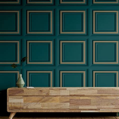 Arthouse Stately Panel Emerald Green Wallpaper Wilko