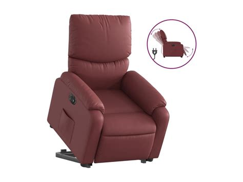 Fauteuil inclinable électrique rouge bordeaux similicuir REO59530