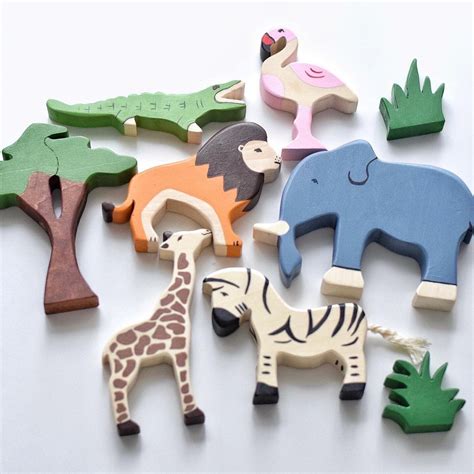 Handmade Wooden Zoo Animals Set – ToysFromTheWoods