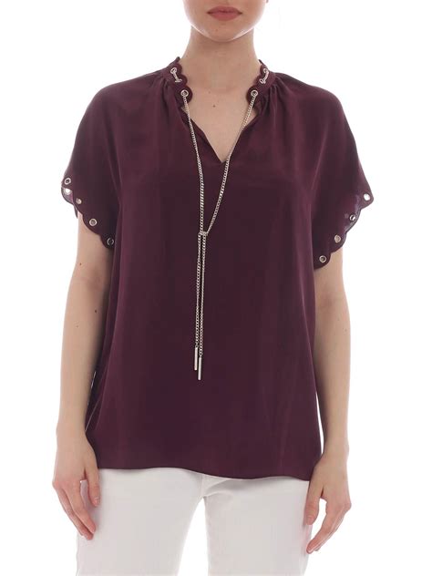 Michael Kors Pure Plum Colored Silk Blouse In Purple Lyst