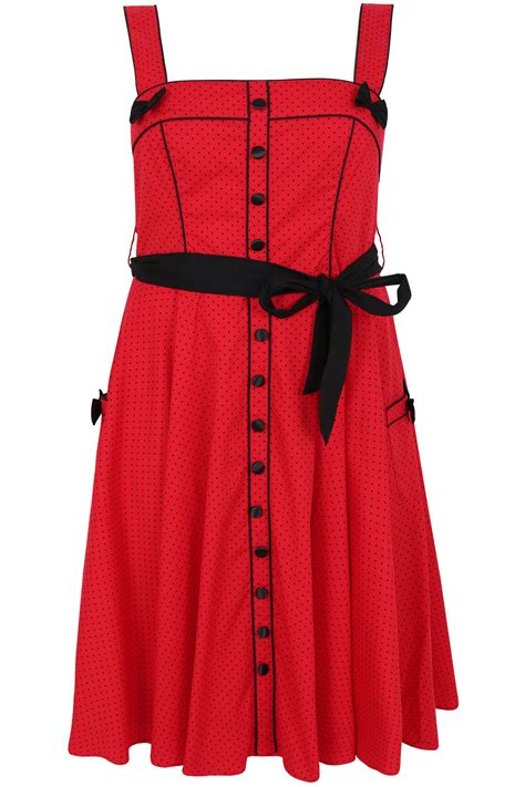 Hell Bunny Red And Black Polka Dot Print 50s Style Dress