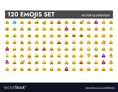 Big Yellow Triangle Emoji Set Royalty Free Vector Image