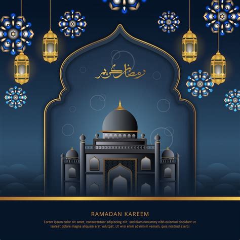 Conception De Carte De Voeux Ramadan Kareem Vecteur Premium