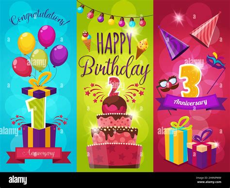 Birthday Party Banners Set With Balloons Fireworks T Boxes And Masks