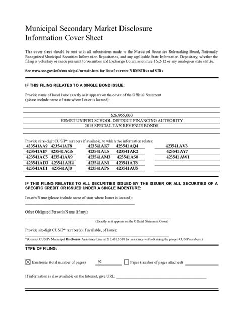 Fillable Online Municipal Secondary Market Disclosure Fax Email Print