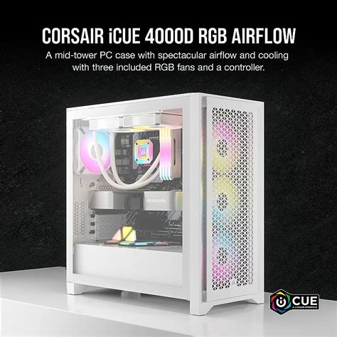 Case Gamer Corsair 4000d Rgb Airflow Atx White Cc 9011241 Ww Ninja