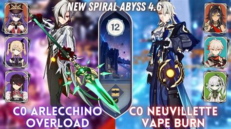 New Spiral Abyss C Arlecchino Overload C Neuvillette Vape Burn