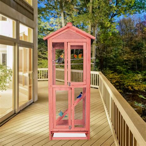 Heavy Duty Big Wooden Oudoor Parakeet Parrot Bird Cage Zincera