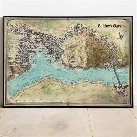 Baldur's Gate Map Poster, Wall Art & Fine Art Print, Home Decor, Game ...