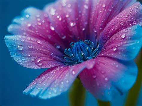 Premium Photo Blue Daisy In Water Splash Mirror Surface Reflection