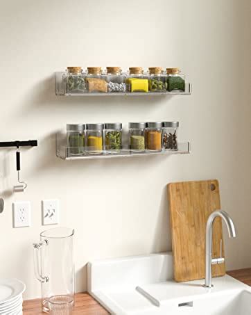 Sezanrpt Acrylic Spice Rack Wall Mount Hanging Spice Shelf Racks For