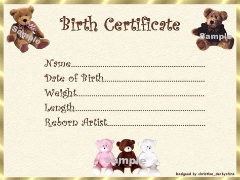 Build A Bear Birth Certificate Template