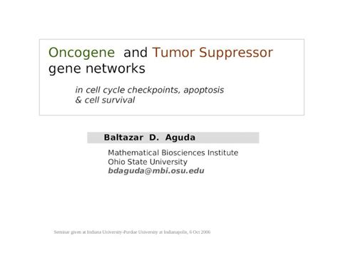 Ppt Oncogene And Tumor Suppressor Gene Networks In Cell Cycle