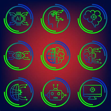 Artificial Intelligence Icon Set Vector Green And Blue Line 11963146 Vector Art At Vecteezy