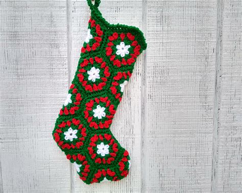 Crocheted Granny Square Christmas Stocking Etsy