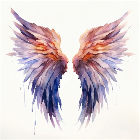 Premium AI Image | Painting of a pair of wings with a white background ...