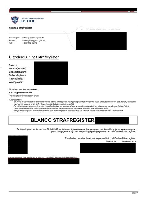 Certified Translation Of Belgian Criminal Record Certificate From