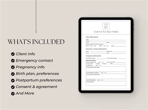 Doula Client Intake Form Editable Doula Template Doula Tools And Business Forms Doula Client