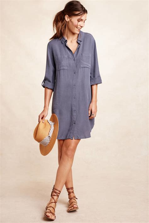 Cloth & stone Utility Shirtdress in Blue | Lyst