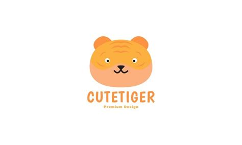 Schattige Hoofd Baby Tijger Logo Vector Symbool Pictogram Ontwerp